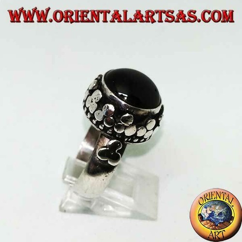 Anello in Argento 925‰ Black Star sopraelevata contornata da trifogli di dischi - Imagen 2 de 2