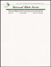 Vintage letterhead UNIVERSAL BLADE SERVICE bread machine Fond Du Lac Wisconsin