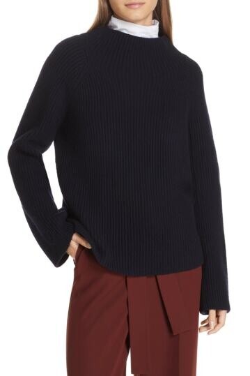 Vince Wool/cashmere Button Cuff Funnel 