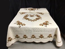Amish Applique Heart of Roses Quilt Full-Queen 109" x 96"
