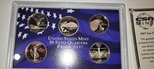 2007 S Proof State Quarter Set Gem DCam Original Box & COA 5 Coins CN-Clad - Picture 4 of 8