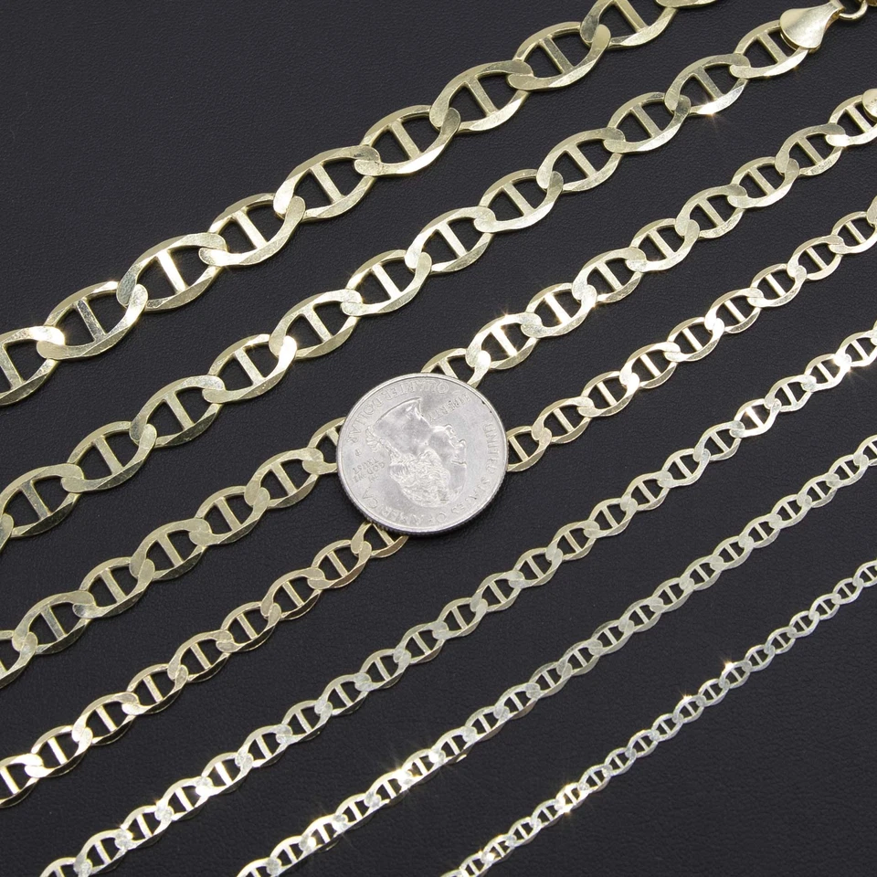 Solid 10K Yellow Gold Shiny Mariner Link Chain Bracelet Real 10K All Sizes - Image 3 of 4