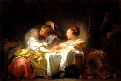 THE LOST FORFEIT OR CAPTURED KISS ROMANTIC FRENCH PAINTING BY FRAGONARD REPRO 