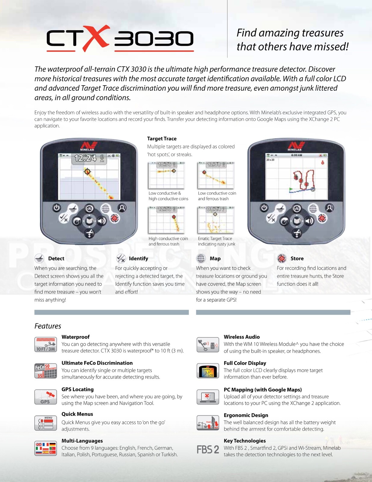 MINELAB CTX 3030 Waterproof Metal Detector + LITHIUM ION Battery