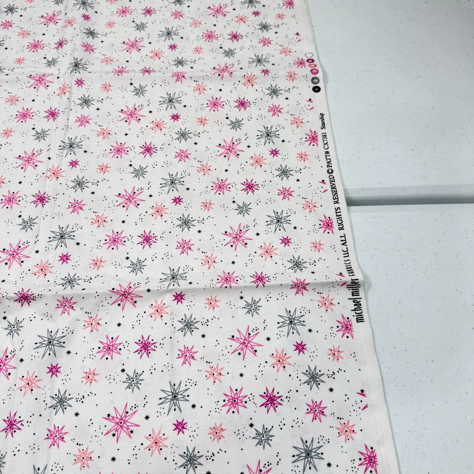 Ткань для квилтинга michael miller розовые звезды cx7381 звездолеты хлопок 43x38 1 ярд - Изображение 3 из 4