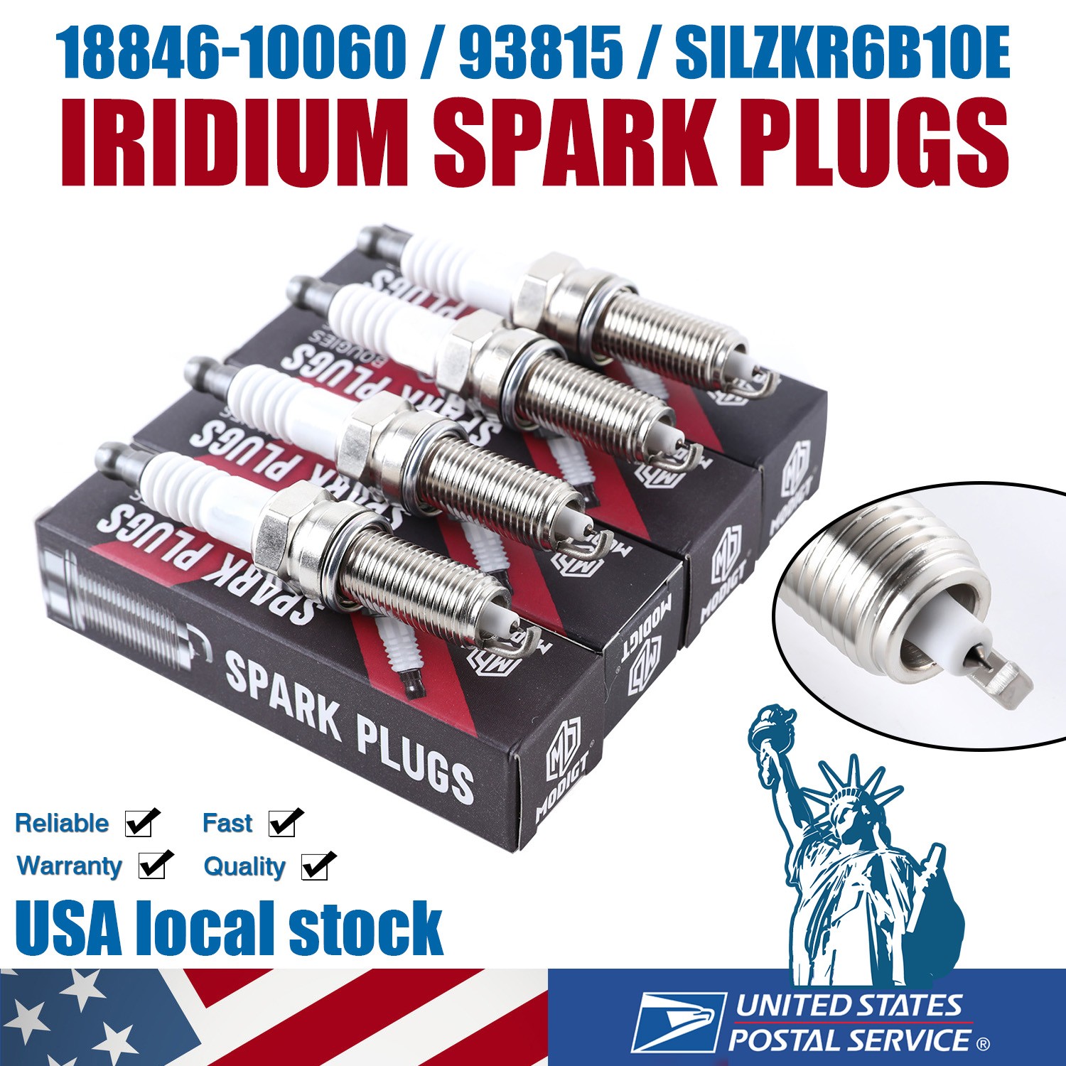 4PCS Iridium 18846-10060 SILZKR6B10E Spark Plug For Hyundai ACCENT KIA SOUL OEM