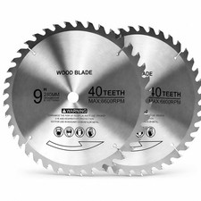 9" Table Saw Blade 2 Pack, 40T Carbide Tipped Circular Blades, Silver