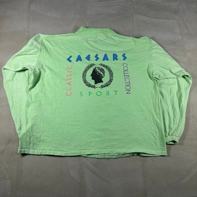 Vintage Caesars Palace Shirt Mens XL Green Long Sleeve 100% Cotton USA Made