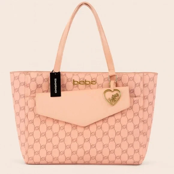 BEBE Tanya monogram tote w/ pouch - BLUSH - Image 3 of 4