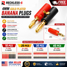 40/30/20/10 PCS 4mm Gold Plated Banana Plugs ...