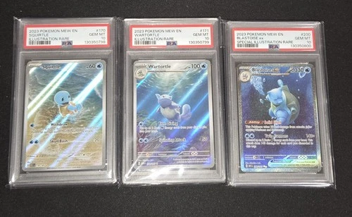 Pokemon 151 Blastoise, Wartortle, and Squirtle PSA 10 Sequential Certification