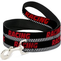 "Dog Leash Racing W/Checker Black/White/Red Narrow 0.5\" (Us Import)"