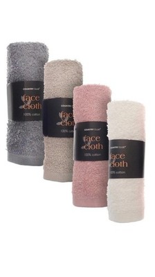 4er Pack superweiche Luxus 100% Baumwolle Gesichtstücher Country Club 4 Farben 