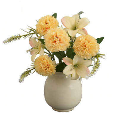 Artificial Silk Lily, carnation Flowers Bouquet  for Home Decor Wedding Wall