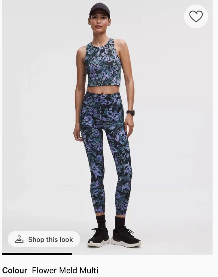 Lululemon Swift Speed Cropped Tank Top Size 6 B/C Flower Meld Multi Color NWT! - Image 2 of 4