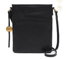 NWT Margot New York Black Leather Split Pocket Crossbody Bag $125
