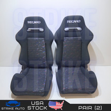 Recaro Style Suede Black Special Fabric Single Adjuster Logo Seats Reclinable 2 Recaro Style Suede Black Special Fabric Single Adjuster Logo Seats Reclinable 2