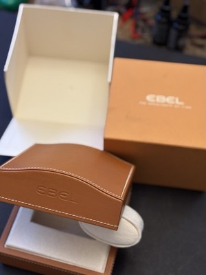 EBEL Brown Leather Watch Box, White Suede Lined Box Case Only For Luxury Watch