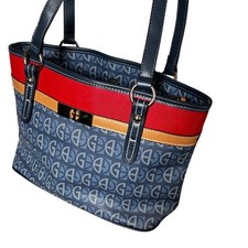 Giani Bernini shoulder bag purse red blue tan logo classic preppy faux leather 