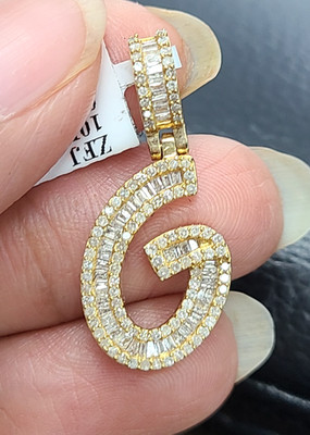 10k Gold 0,70 ct Diamant Alphabet Anfangsbuchstabe G Charm Anhänger, 3,1 GM  