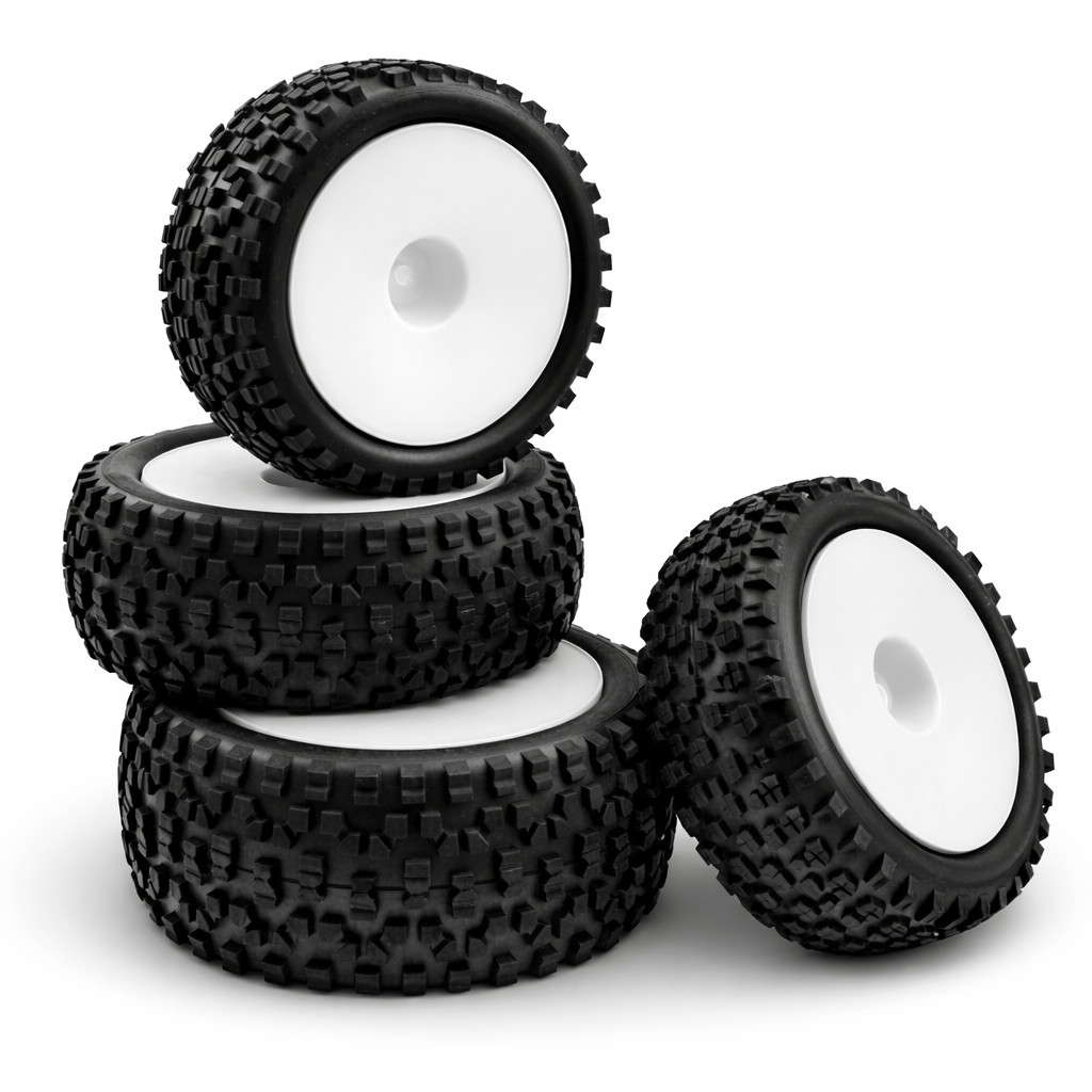 1/10 Scale RC Buggy Tires Wheels Set 88mm OD 12mm Hex Narrow Off Road White 4PK
