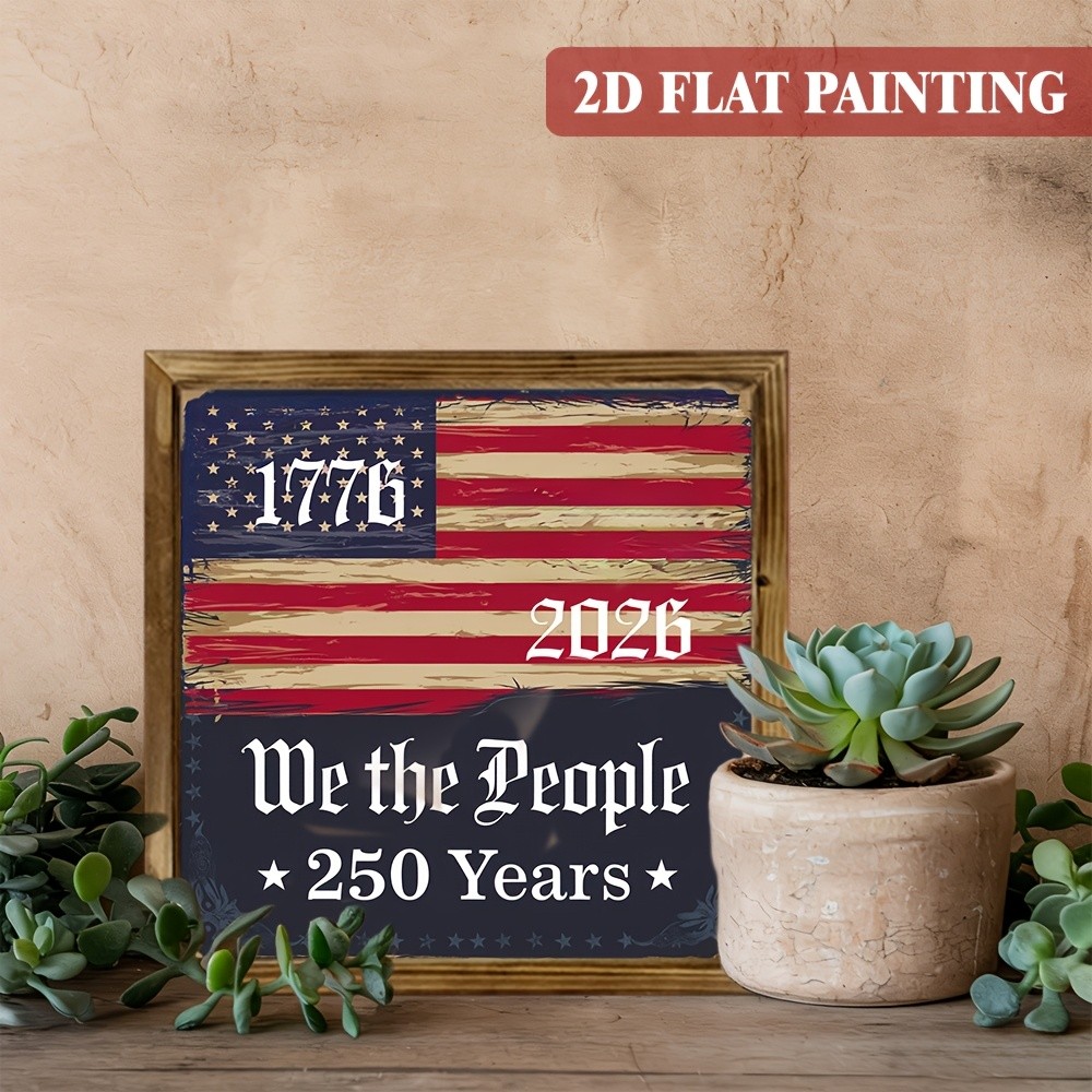 Vintage 250th Anniversary Wooden Plaque We the People USA
