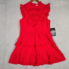 Tuckernuck Pomander Place Dress Womens Large Red Cecilia Lace Layered Ruffle NWT
