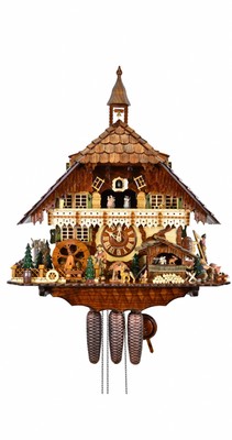 Engstler Orologio A Cucù Della Foresta Nera - Quarzo Con Tetto In Scandole Di Legno - 25 Cm - Funzionamento A Batteria Con Spegnimento Notturno - 2