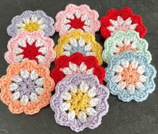 Lot of 10 3 1/2  Assorted Color Flowers Crochet Appliqu 