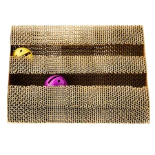 3-Sided Corrugated Cardboard Activity Center, Cat Scratching Pad, Multicolored