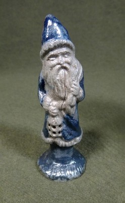 ROWE POTTERY USA 1990 SALT GLAZED stoneware SANTA CLAUS gray blue