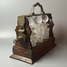 Late 19th Cen Small Tantalus Lockable Barware/Cologne Set-Betjemann-With Key