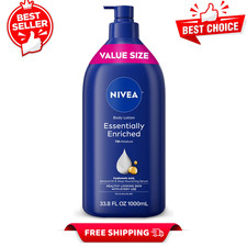 NIVEA Essentially Enriched Body Lotion for Dry Skin, 33.8 Fl Oz Pump Bottle