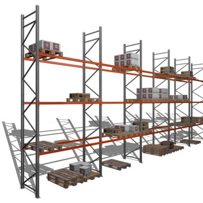 Palettenregal / 1,5 t / 6,0 x 14,1 x 1,1 m / 5 Felder / Schwerlastregal
