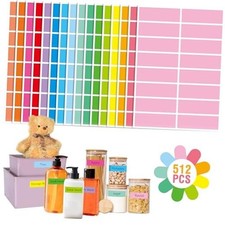 512 Color Coding Labels, 16 Colors Blank Stickers Mini Rectangular 3" x 1"