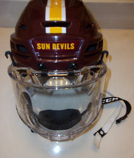 ARIZONA STATE Tanner Hickey game-worn #8 CCM hockey helmet with bubble facemask