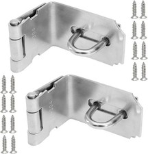 2pcs 4 Inch Padlock Hasp 90 Degree Stainless Steel Door Clasp Latch with Screws