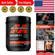Vapor X5 Pre-Workout Powder - Blue Razz Freeze, 30 Servings for Energy & Pump