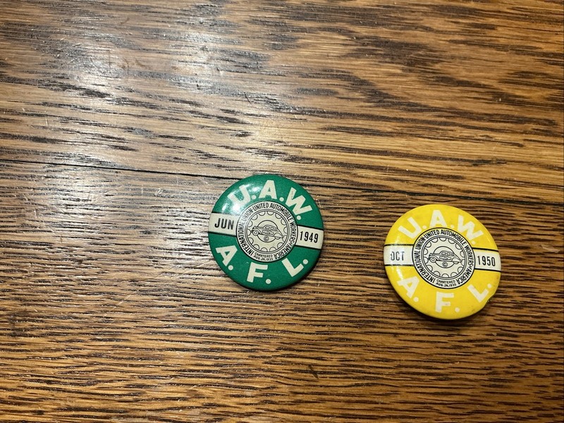 VTG UAW United Auto Workers Union AFL CIO Button Pinbacks 1949 1950