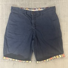 Vintage Polo Ralph Lauren Reversible Shorts Mens 33 Navy Blue Madras Plaid