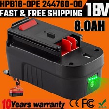 Pack 18V for Black and Decker HPB18 18 Volt 8.0 Ah Battery HPB18-OPE 244760-00