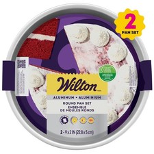 2-Piece 9-Inch Round Aluminum Cake Pan Set for Layer Baking, Packaging May Vary