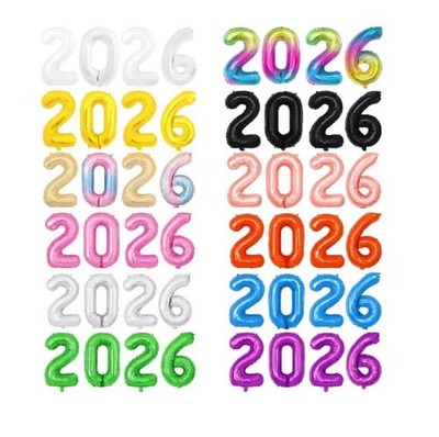 2026 Number Balloons 40'' Large 16'' small Balloon New Year Party Decoration Eve