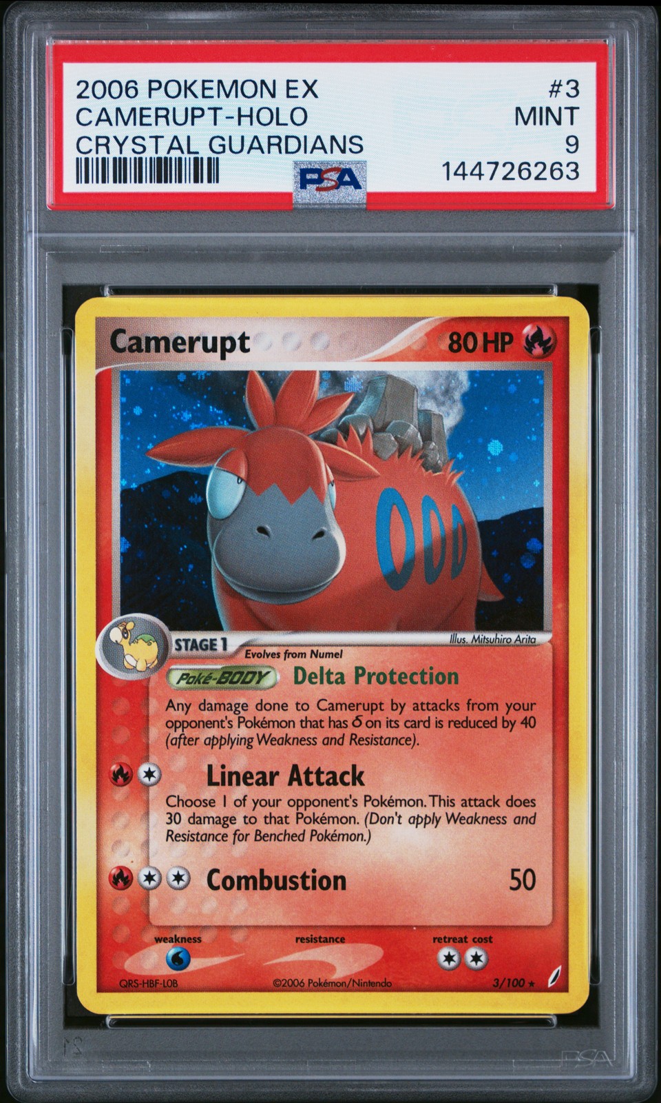 2006 POKEMON EX CRYSTAL GUARDIANS #3 CAMERUPT-HOLO PSA 9