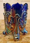 VTG Glass Purple Amethyst Sawtooth ST. CLAIR Carnival Glass Toothpick Holder