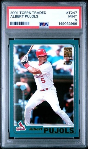 Albert Pujols Rookie Card RC 2001 Topps Traded #T247 Graded PSA 9 MINT Cardinals