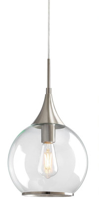 Pendant Light Kitchen Island Br Nickel Light Fixture Modern w 10'' Clear Globe