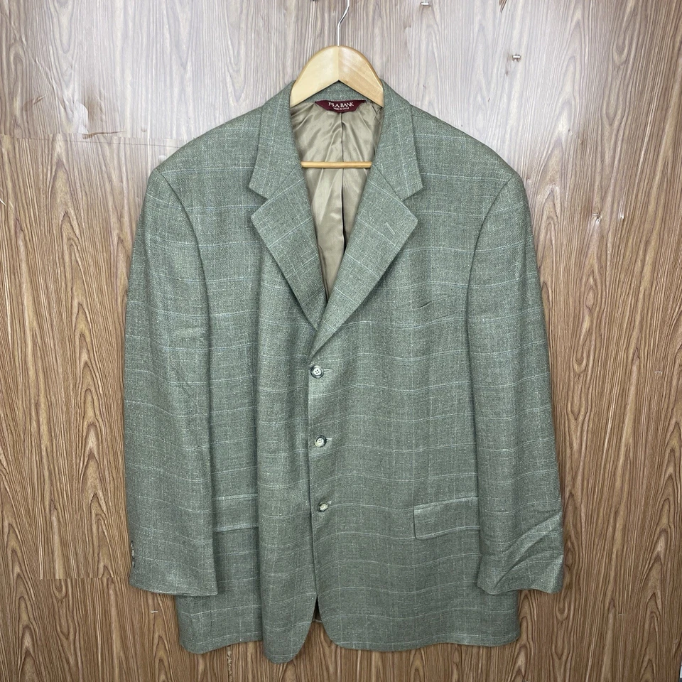 Abrigo Deportivo Jos A Bank Para Hombre 48L Verde Oliva Multicolor Cuadros Lana Tres Botones Foto 2 de 4