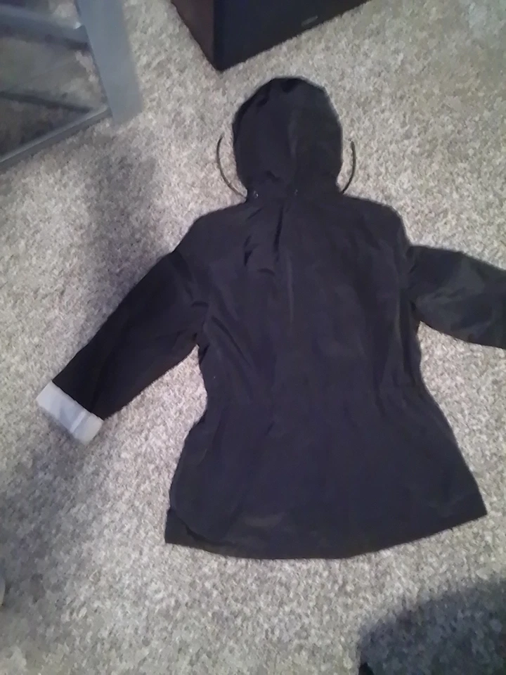 Charter Club Rain Jacket Women 1X Petite Black Water-Resistant Hooded Anorak - Image 2 of 4
