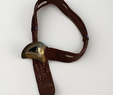Vintage MOROCCAN BELT Size S/M Braided Leather Belt, Brass  Silver-Toned Metal
